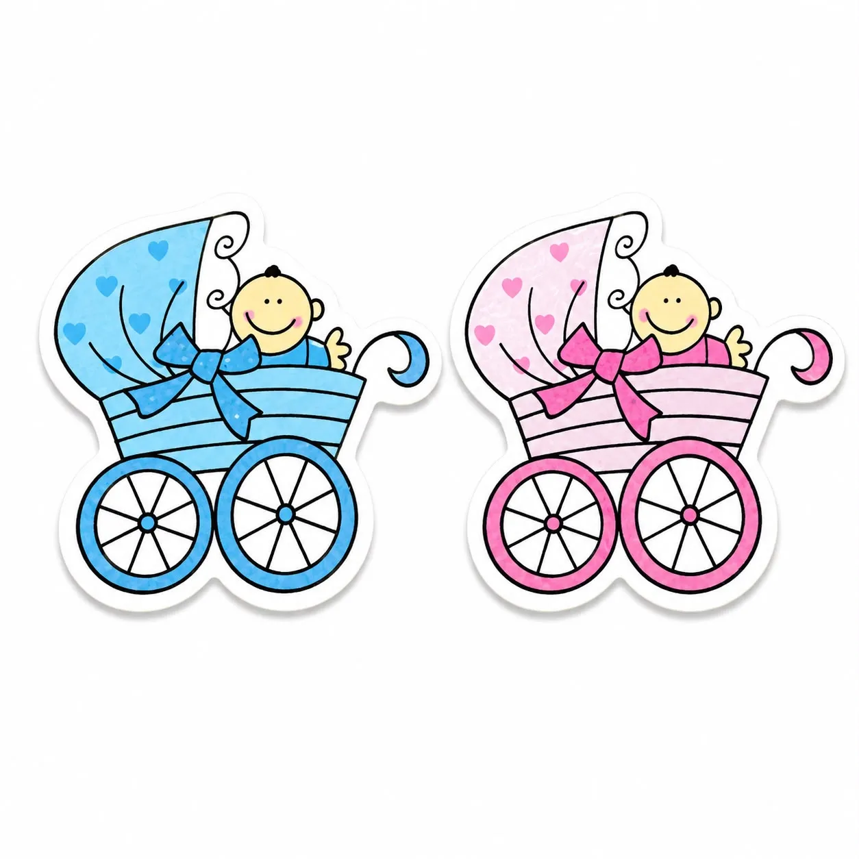 Wooden Baby in Carriage Flat Back with clip