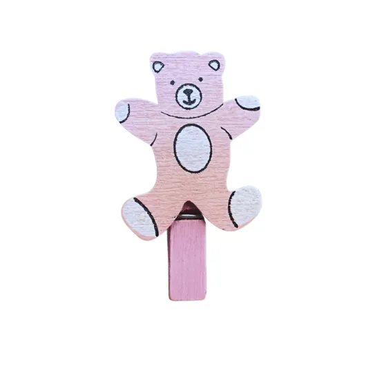 Wooden Bear Flat Back with clip