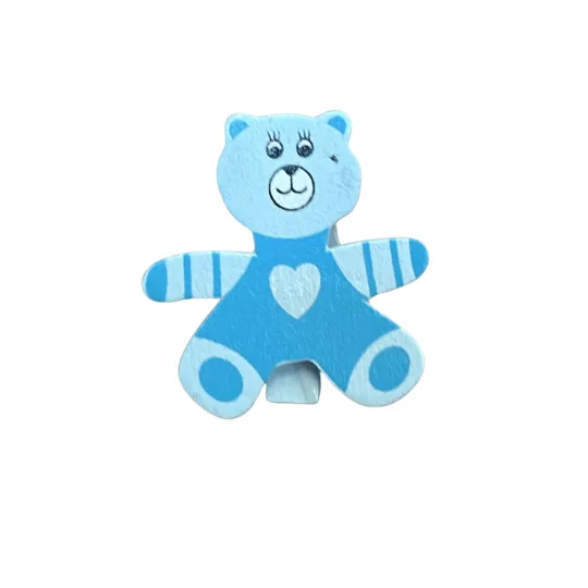 Wooden Bear Flat Back with clip
