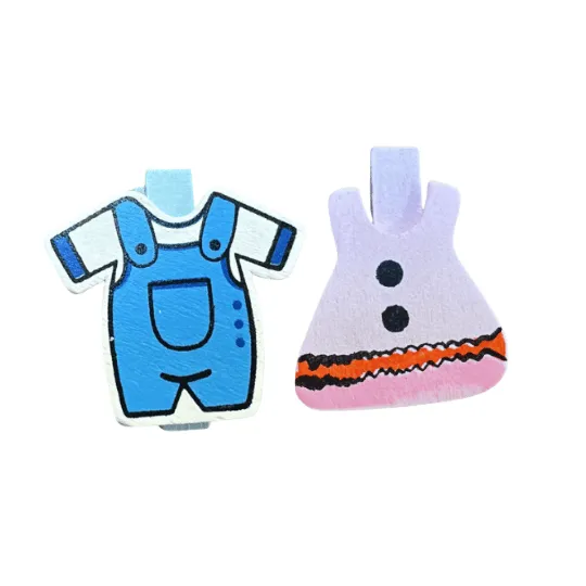 Wooden baby clothes Flat Back with clip
