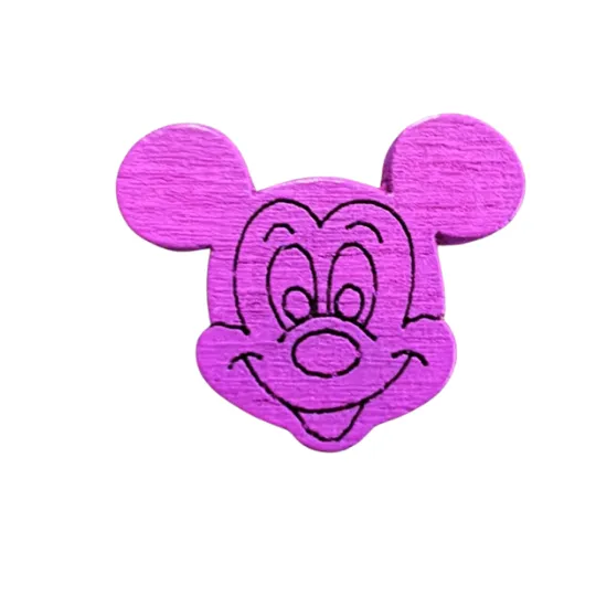 Wooden Mickey Mouse Flat Back Head
