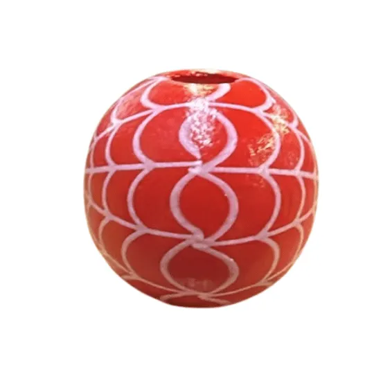 Round Wooden Beads with spider web Design