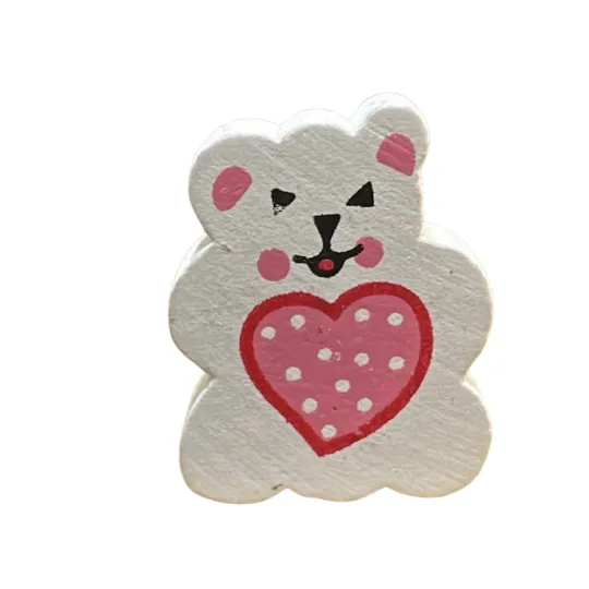 Wooden Bear with Heart Bead