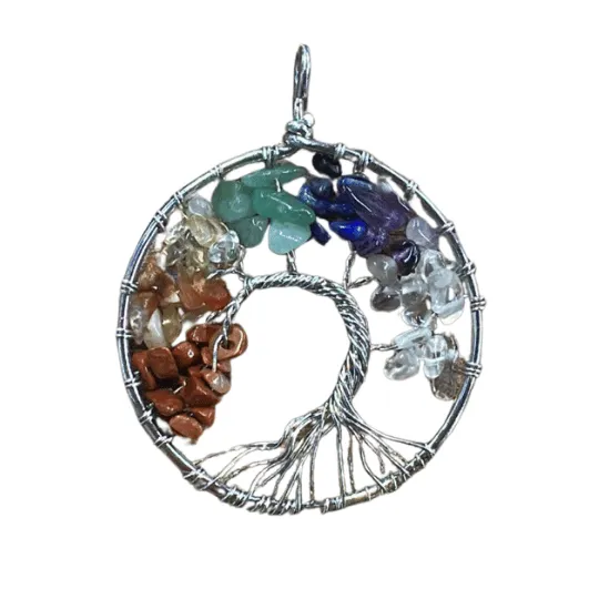 Semi Precious Stone Chakra Tree Pendant