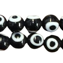 Round Glass Eye Bead - Black, 6mm