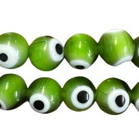 Round Glass Eye Bead - Green, 6mm