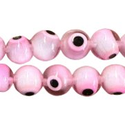 Round Glass Eye Bead - Pink, 4mm
