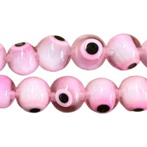 Round Glass Eye Bead - Pink, 8mm