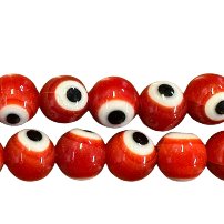 Round Glass Eye Bead - Red, 6mm