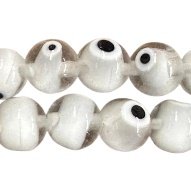 Round Glass Eye Bead - White, 4mm