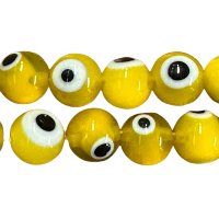 Round Glass Eye Bead - Yellow, 6mm
