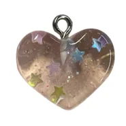 Acrylic Heart Pendant  with sparkles and stars