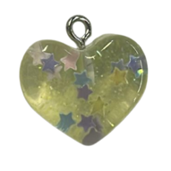 Acrylic Heart Pendant  with sparkles and stars