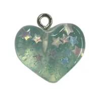 Acrylic Heart Pendant  with sparkles and stars