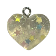 Acrylic Heart Pendant  with sparkles and stars
