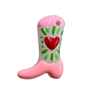 Glass Charm HY-12 Cow boy boot with red heart