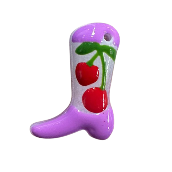 Glass Charm HY-12 Cow boy boot with red cherry