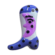 Glass Charm HY-12 Cow boy boot with Purple Moon