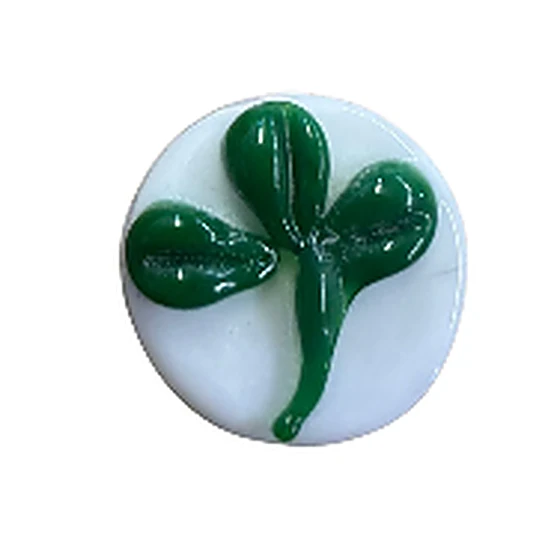 Ceramic Round Flat Bead with Clover Design