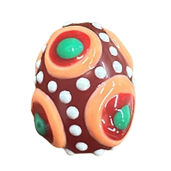 Glass Oval Bead with Design