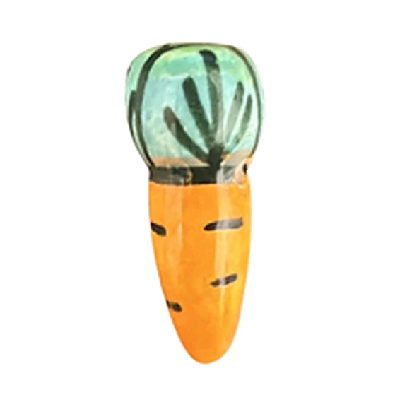 Ceramic Carrot Bead with black lines