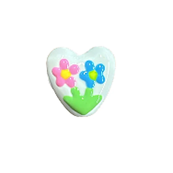 Ceramic Heart Bead with Flower design