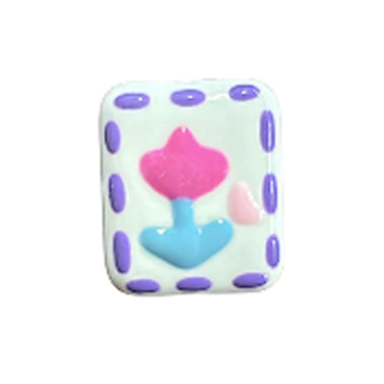 Ceramic Rectangular Bead with floral design
