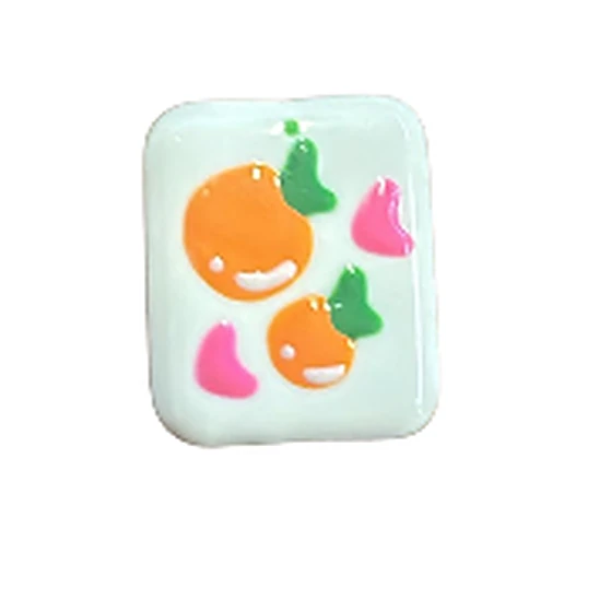 Ceramic Rectangular Bead with fruit design