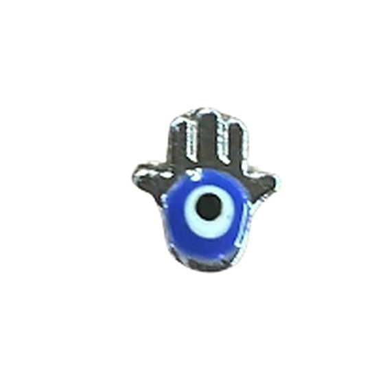Metal Hand Bead with Dark Blue Eye