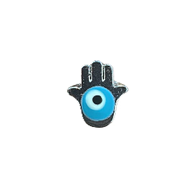 Metal Hand Bead with Lt Blue Eye