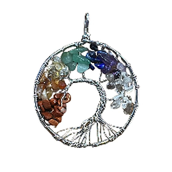 Semi Precious Stone Chakra Tree Pendant